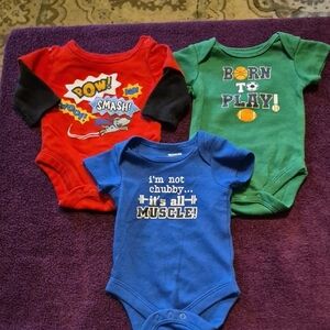 3pc Boy Newborn Onesies Garanimals Red, Green, and Blue Bodysuit Set Baby
